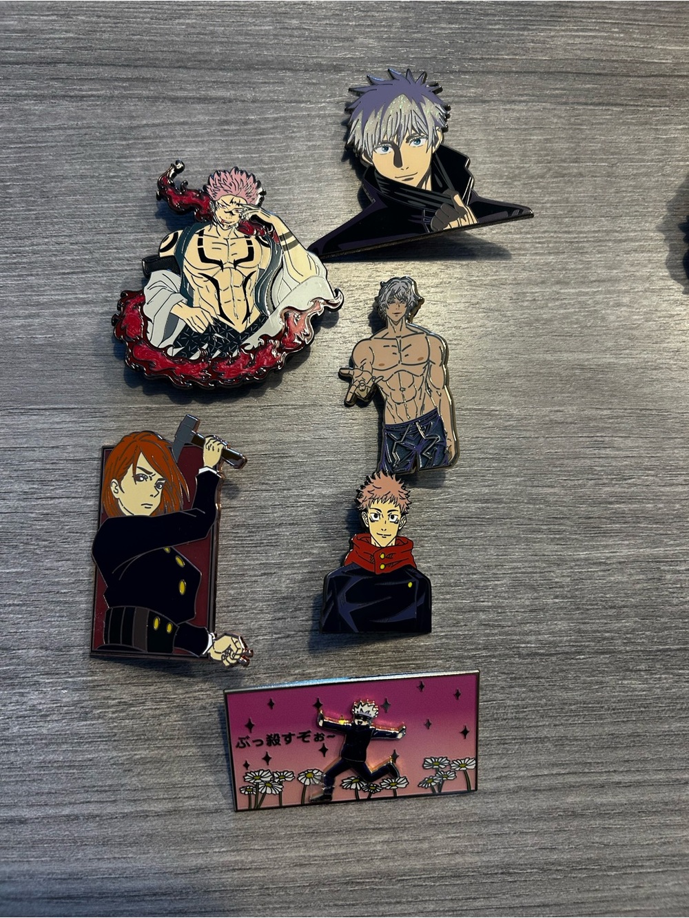 JJK Anime Character Enamel Pin Set - Multicolor